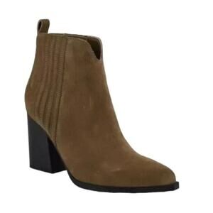 Marc Fisher Maree Brown Suede Block Heel Bootie Size 7.5 NWT $169 MSRP
